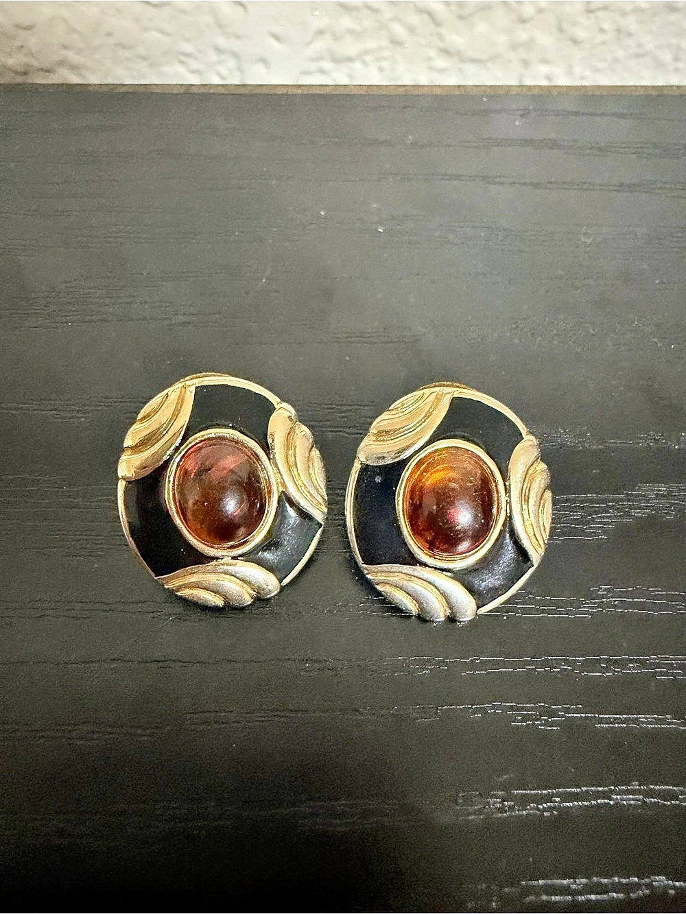 Gold & Black Vintage Statement Earrings